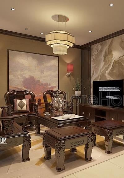 Bàn trà gỗ tự nhiên tại chung cư Hoàng Quốc Việt